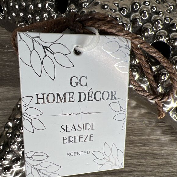 GC Home Silver Starfish Potpourri Sachet Holder Ceramic Coastal Beach 7” NWT - Picture 2 of 6